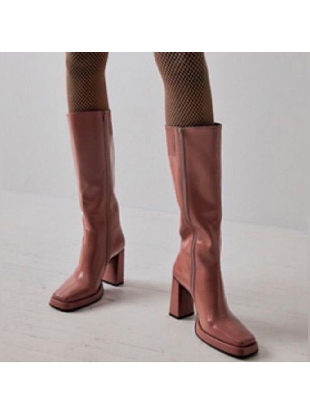 Jeffrey Campbell Maximal Block Heel Platform Knee High Boots in Pink - NWT